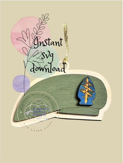 Green Beret Ornament SVG File (Digital Download)