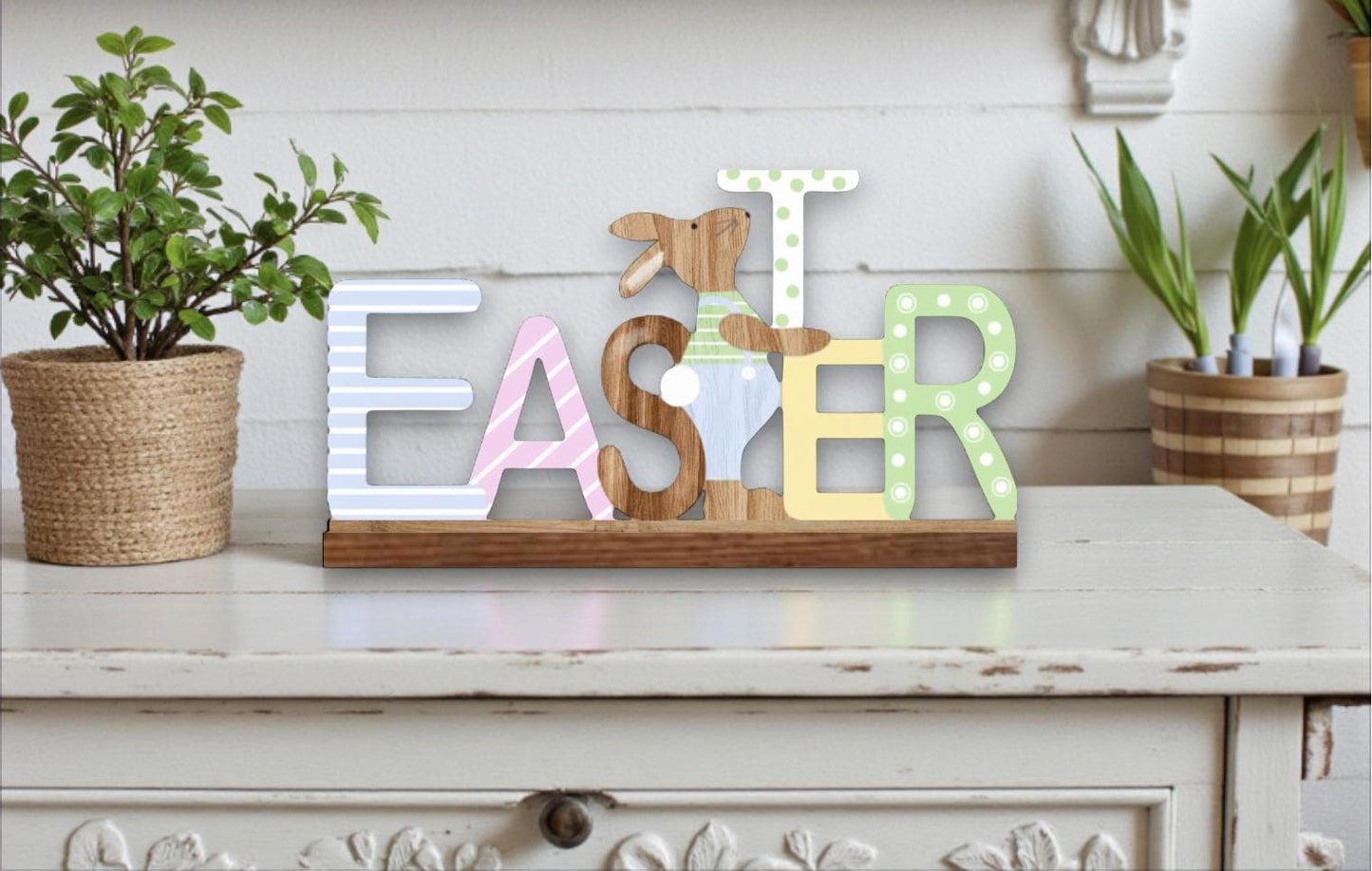 Easter Sign with Bunny holding "T" SVG File (Digital Download)