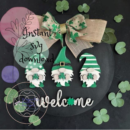 Green St. Pat's Gnomes Round Sign SVG File (Digital Download)