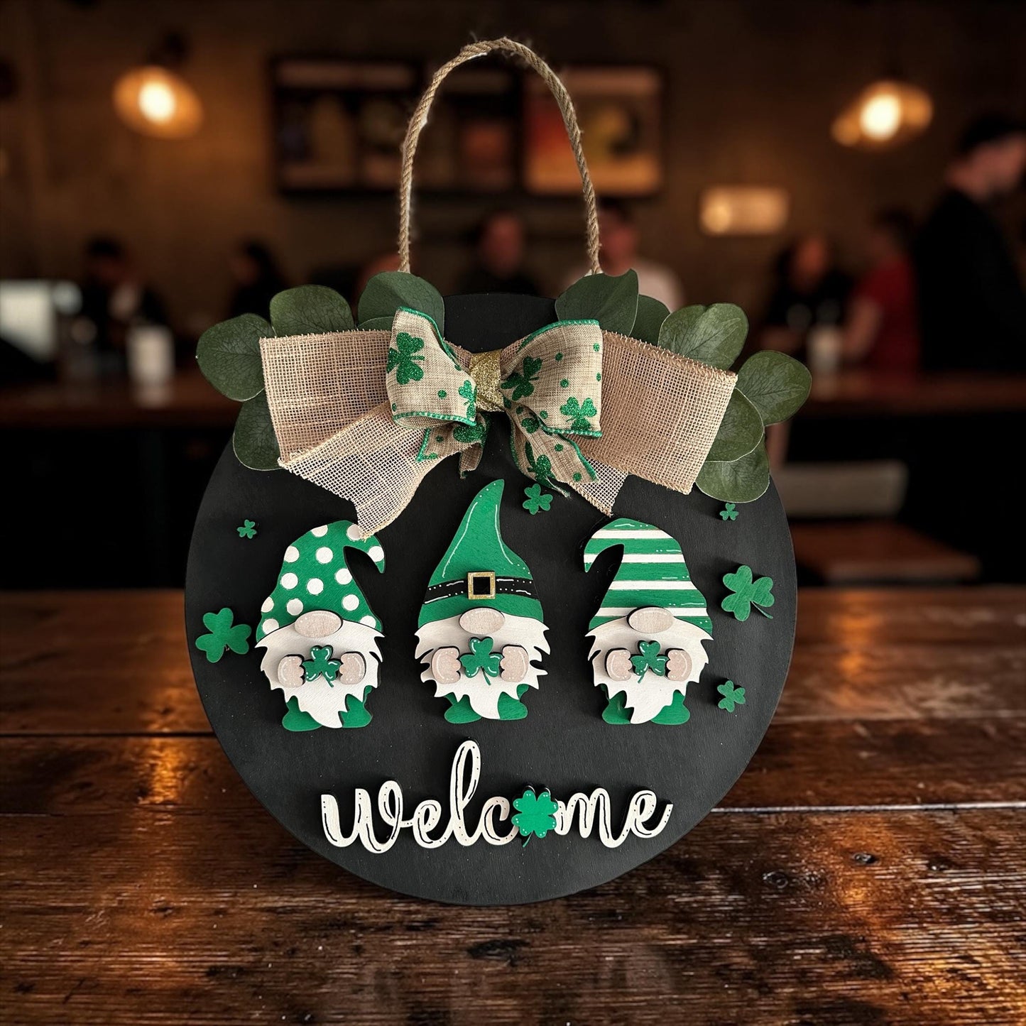 Green St. Pat's Gnomes Round Sign SVG File (Digital Download)