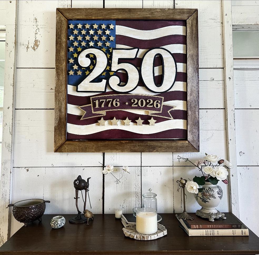 American Flag 250 Framed Art SVG File (Digital Download)