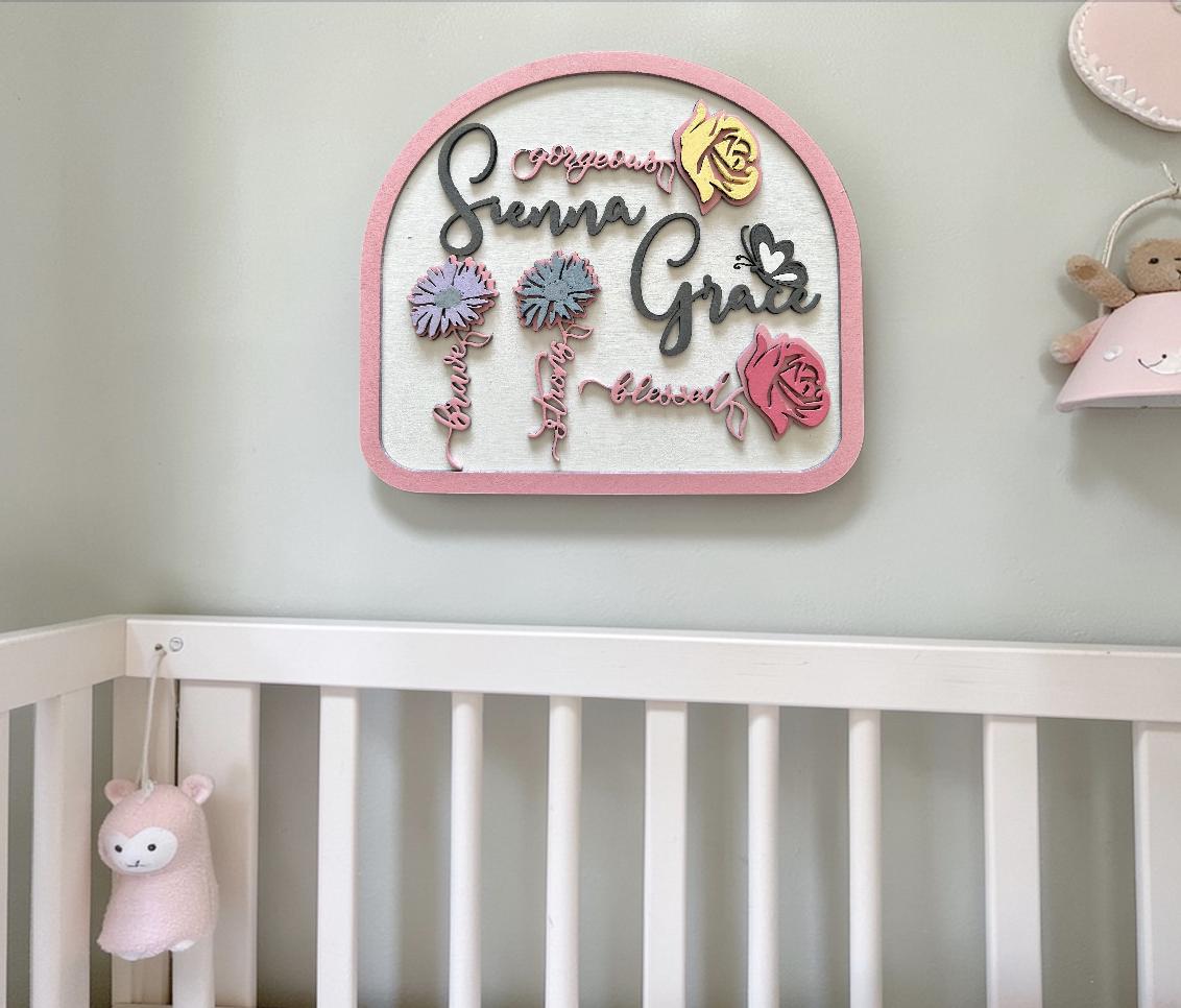 Baby Room Name Sign SVG | Laser Cut Nursery Decor (Digital Download)