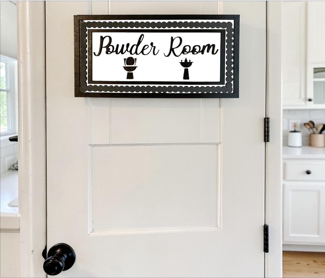 Triple framed powder room sign SVG File (Digital Download)