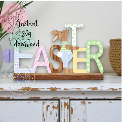 Easter Sign with Bunny holding "T" SVG File (Digital Download)