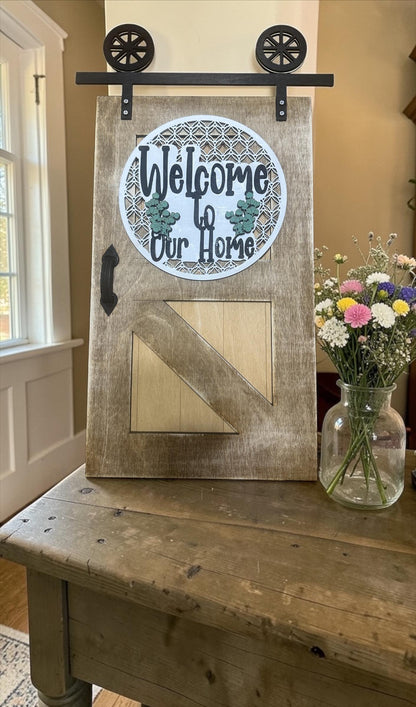 Farmhouse Barn Door Welcome to our Home SVG File (Digital Download)