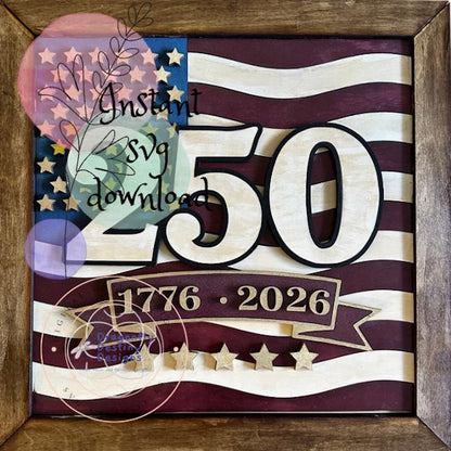 American Flag 250 Framed Art SVG File (Digital Download)
