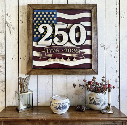 American Flag 250 Framed Art SVG File (Digital Download)