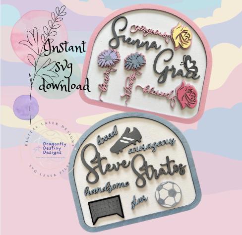 Baby Room Name Sign SVG | Laser Cut Nursery Decor (Digital Download)