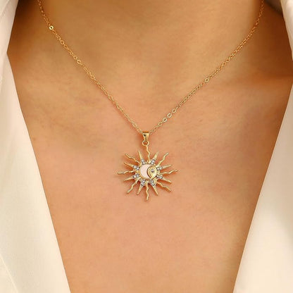 Sun and Moon Gold Plated Necklace
