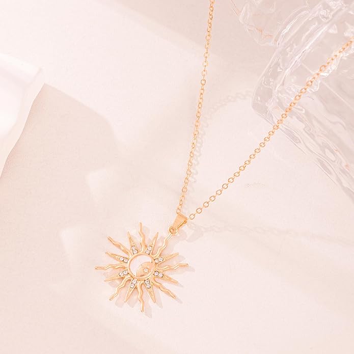 Sun and Moon Gold Plated Necklace
