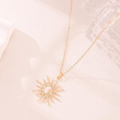 Sun and Moon Gold Plated Necklace