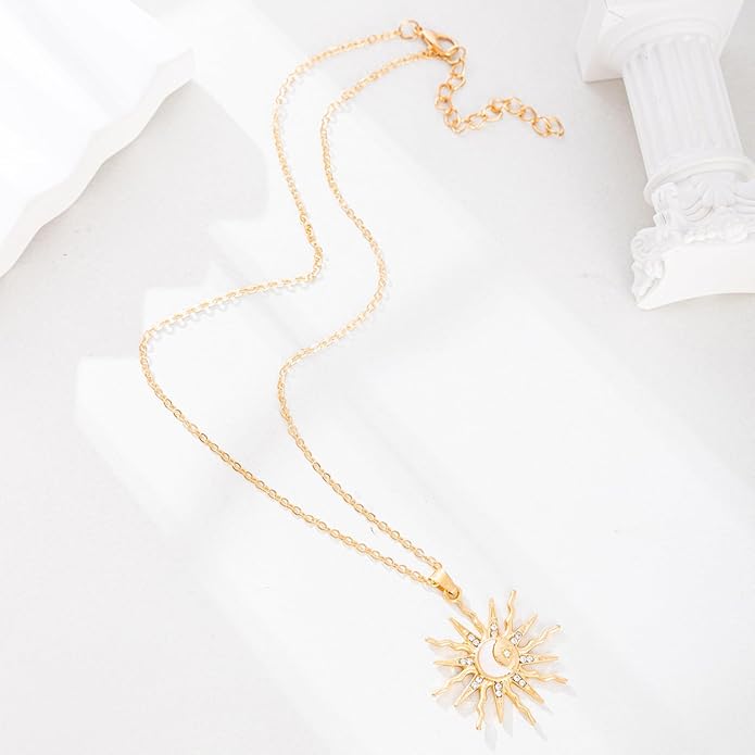 Sun and Moon Gold Plated Necklace