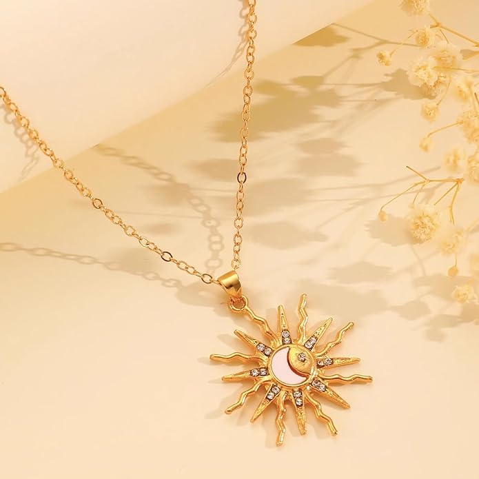 Sun and Moon Gold Plated Necklace