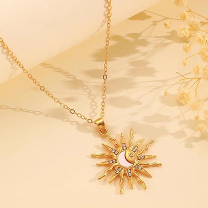 Sun and Moon Gold Plated Necklace