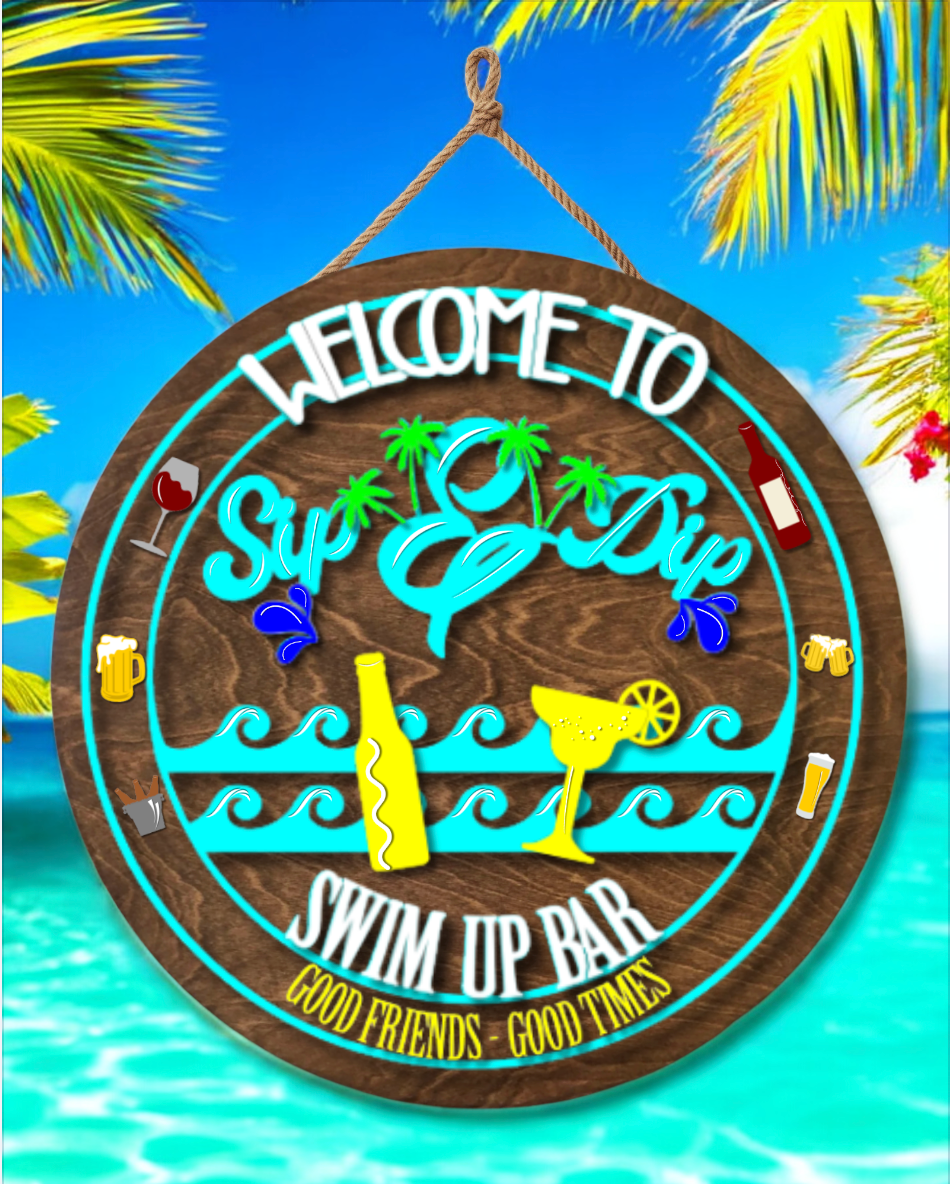 Welcome to the Hot tub or Swim up bar Sign